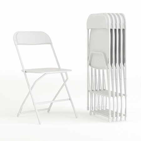 Flash Furniture Hercules Series Plastic Folding Chair White - 6 Pack 650LB Weight Capacity Comfortable Event Chair-Lightweight Folding Chair 6-LE-L-3-WHITE-GG